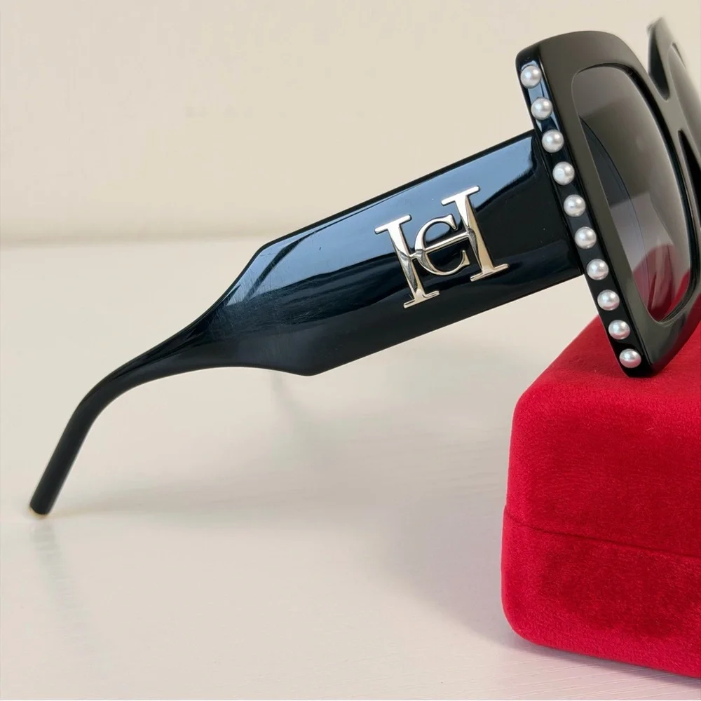 Carolina Herrera Chic Black Sunglasses with Pearl Accents, CH0001/S 8079O - Picture 11 of 16